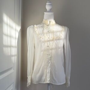 80s Victorian Vintage Lace Blouse